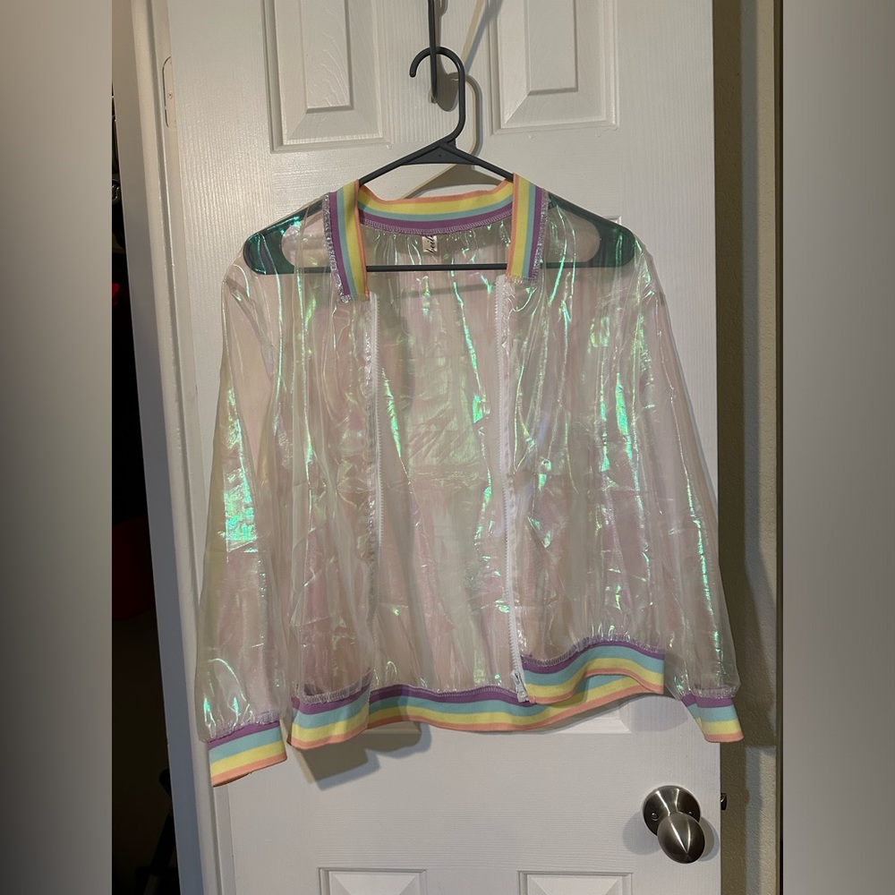 Holographic Rainbow See Through Jacket